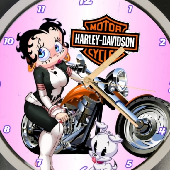 Betty Boop Harley Davidson clock with led lights - Picture 2 of 3